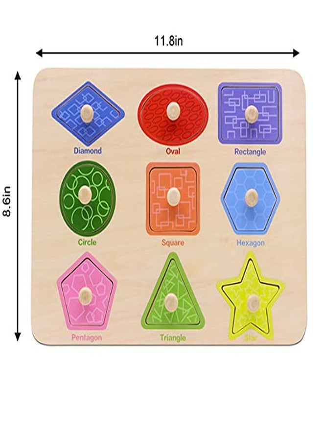Aile Toddler Wooden Preschool Learning Shape Peg Puzzle Board Toys - Image 3